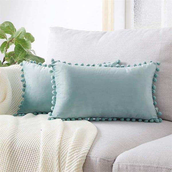 30x50cm Nordic Rectangle Throw pillow Soft Velvet Lace With Balls pillowcase for Home chair Bedroom Car decorative Cushion Cover LJ201216