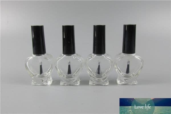 DHL Free 200pcs/lot 10ml Empty HNail Polish Heart Shape Bottle &Small Brush Nail Art Container Glass Nail Oil Bottles