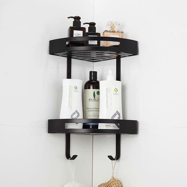 Europe Antique Black Bathroom Shelf Toilet Corner Rack 304 Stainless Steel Basket Wall Mounted Bathroom Accessories Set LJ201204
