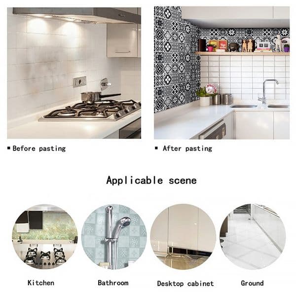 60cm*5M Self-adhesive Waterproof Kitchen Wall Stickers High Temperature Anti-oil Paste Wallpaper Foil Bathroom Wall Stickers LJ201128