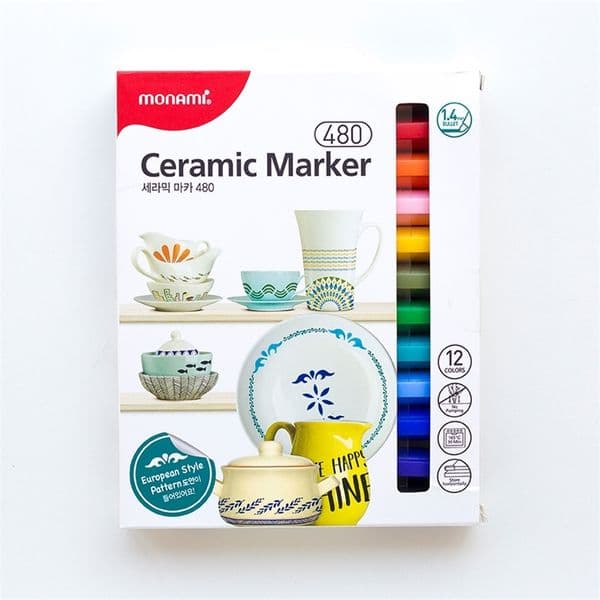12pcs Monami 480 Ceramic Marker Pen Set 1.4mm Point Drawing for Mug Cup Bowl Home DIY Art Decoration School Kids Gift A6470 201212