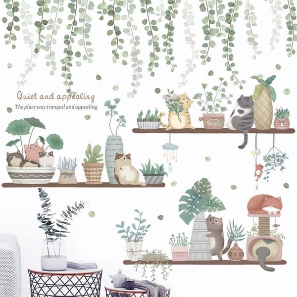 24 style Potted plants Wall Stickers for Living room Bedroom Porch Kitchen DIY Vinyl Self-adhesive Wall Decals Plants Wall Mural LJ201128