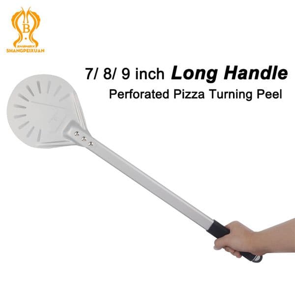 Long Handle 7/ 8/ 9 Inch Perforated Pizza Turning Peel Pizza Shovel Non-Slip Handle Pizza Tool