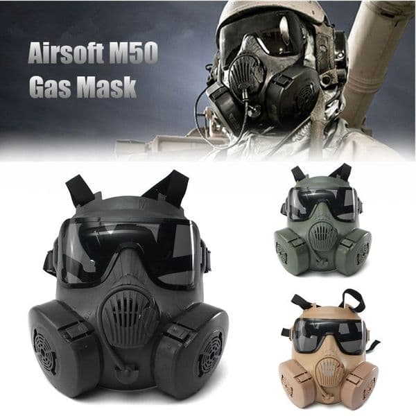 Halloween DC-15 M50 Full Face Skull CS Gas Tactical War Game cosplay Party Mask Sand/Green/Black Y200103