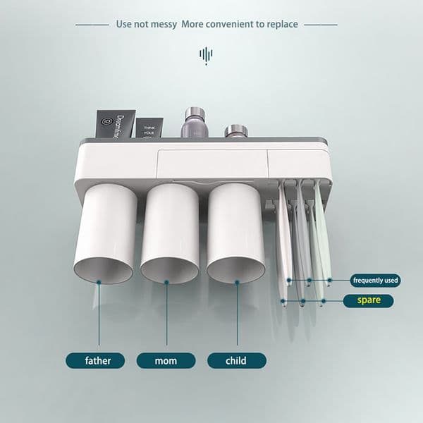 BAISPO Home Bathroom Accessories Sets Magnetic Adsorption Toothbrush Holder With Toothpaste Squeezer Dispenser Storage Rack LJ201204