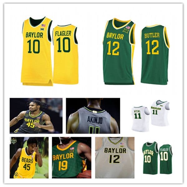 Custom Baylor BU Basketball Jerseys LJ Cryer James Akinjo Adam Flagler Jared Butler MaCio Teague Davion Mitchell Jonathan Tchamwa Tchatchoua Kendall Brown Mayer