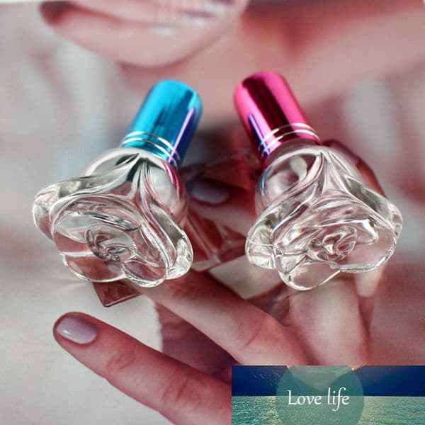 20pcs 6ml Mini Clear Rose Shaped Glass Perfume Bottle Parfum Fragrance Bottles Cosmetic Packaging Bottle Refillable Glass Vials