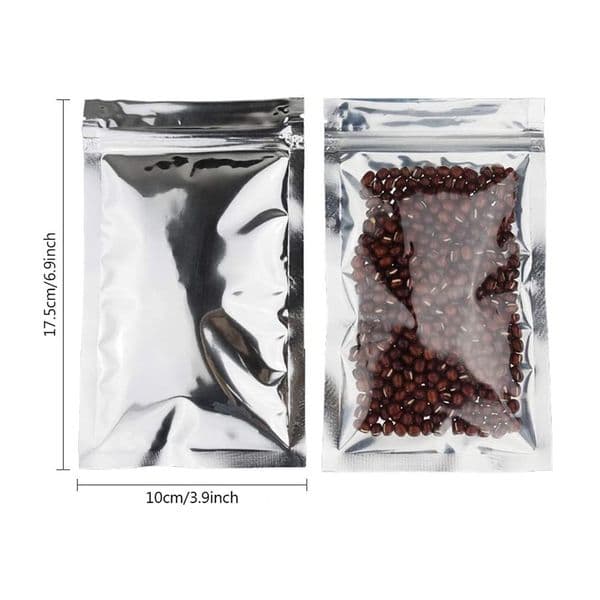 wholesale Mylar Smell Proof Resealable Flat Self seal Food Storage Packaging Pouch Clear Silver Aluminum Foil Bags
