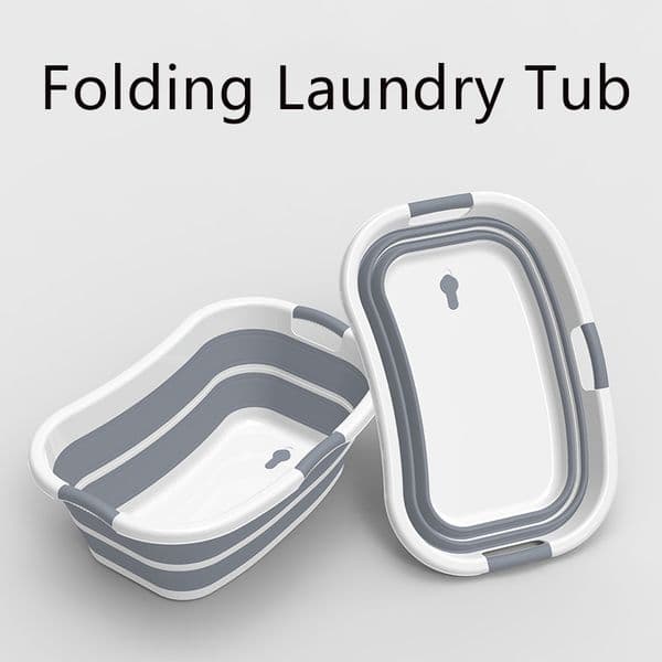 Folding Camping Wash Bucket With Handle Foldable Laundry Basket Laundry Hamper Large Capacity Storage Organizer Basket Container 210316