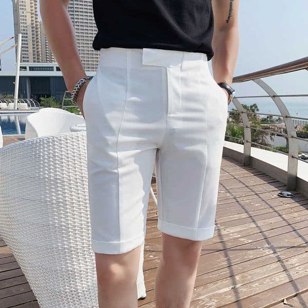High Quality Korean Solid Slim Fit Suit Shorts Men Clothing 2021 Simple All Match Business Formal Wear Short Homme Streetwear X0601
