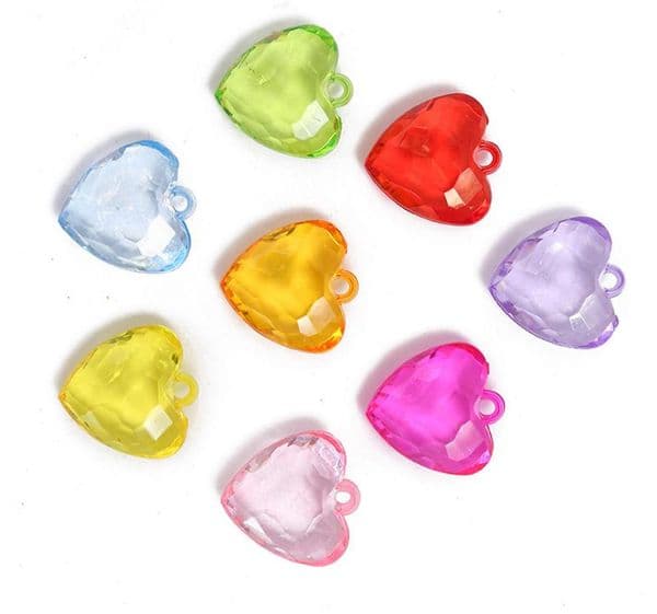 Party Decor Heart Shaped Stone Pendants Charms Acrylic Loose Beads for DIY Necklace Bracelet Jewelry Making Assorted Color