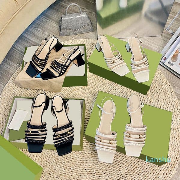 Summer Luxury Women Open Toe Pearl Sandals Designer White black Low High Heels sandal Gladiator Party Shoes666