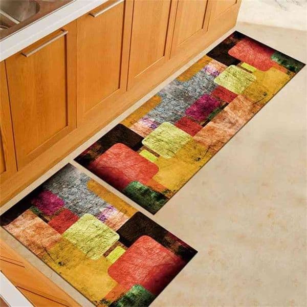 Kitchen Carpet Modern Non-Slip Absorbent Entrance Doormat Graffiti Bath Mat Bathroom Hallway Area Rugs Living Room Floor Mat 210917