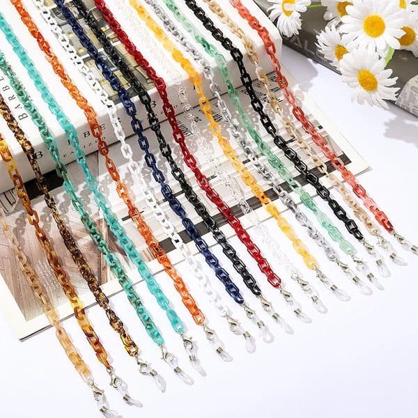 70cm Long Acrylic Sunglasses Chain Women Anti-Slip Reading Glasses Cord Lanyard Holder Eyewears Neck Strap Lanyard