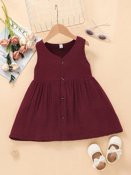 Toddler Girls Button Front Dress SHE