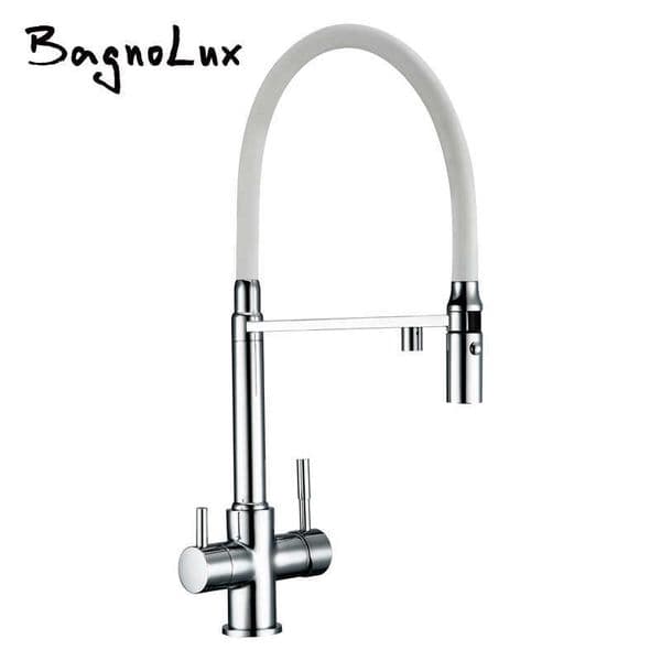3 Way Clean Water Kitchen Faucet with Sprayer Swivel Osmosis Reverse Tri-flow Pull Down Kitchen Sink Mixer Tap 18042 210724