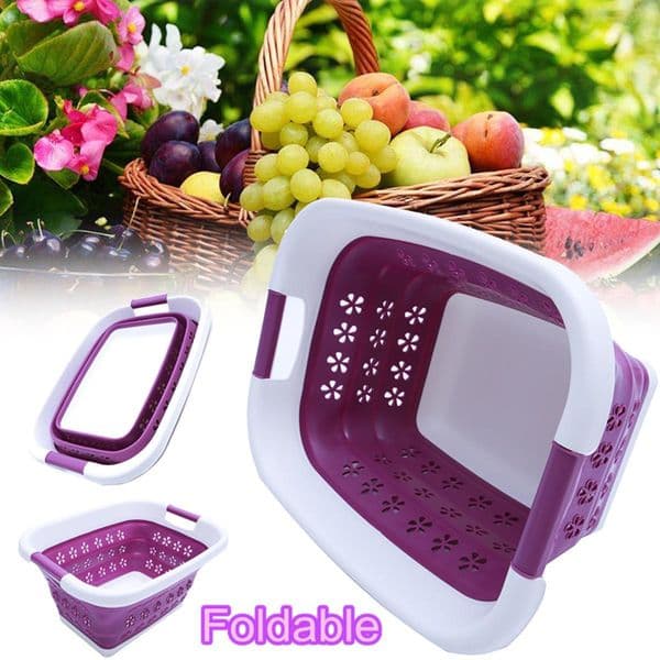 Large Foldable Purple Storage Dirty Clothing Baskets Collapsible Laundry Basket Silicone Wash Clothes Fruits Bin Space Saving 210316