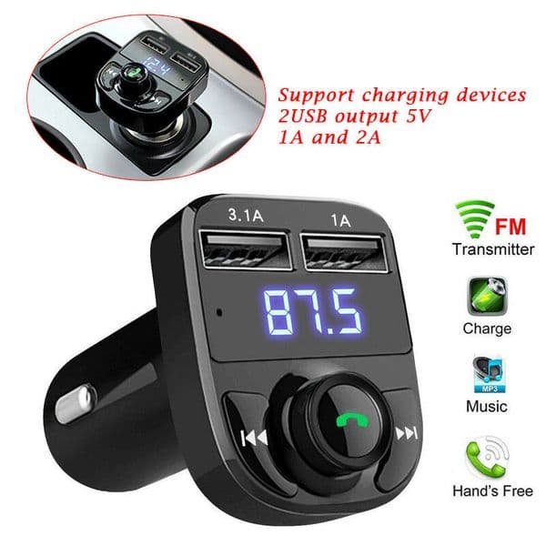 2026 New New X8 outdoor Car FM Transmitter Aux Modulator Bluetooth Handsfree Kit Audio Mp3 Player With 3.1A Outdoor Quick Charge Dual USB Charger Free Shipping