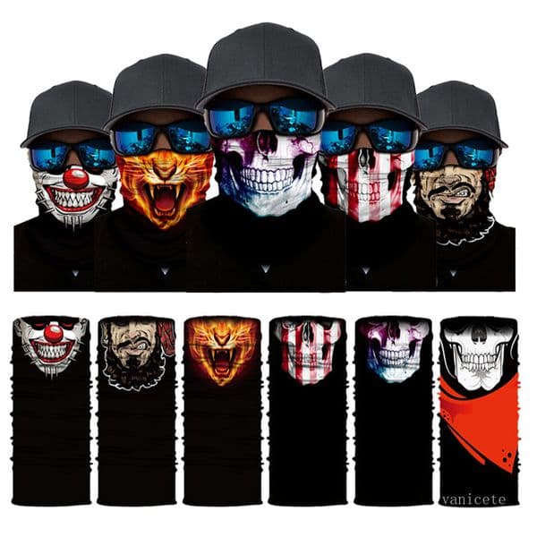Half face series Skull Headband autumn and winter party masks protection magic scarf warm sports riding elastic Halloween mask ZC438-E