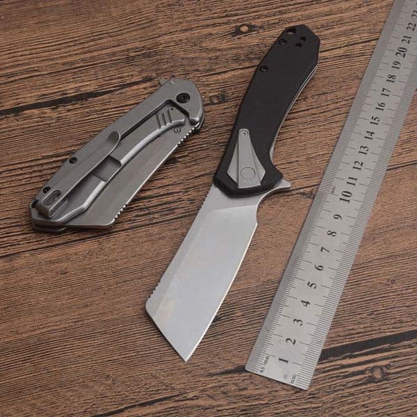 KS 3455 Assisted Fast Open Flipper Folding Knife 8Cr13Mov Stone Wash Tanto Point Blade Black G10 + Steel Handle With Retail Box svip777