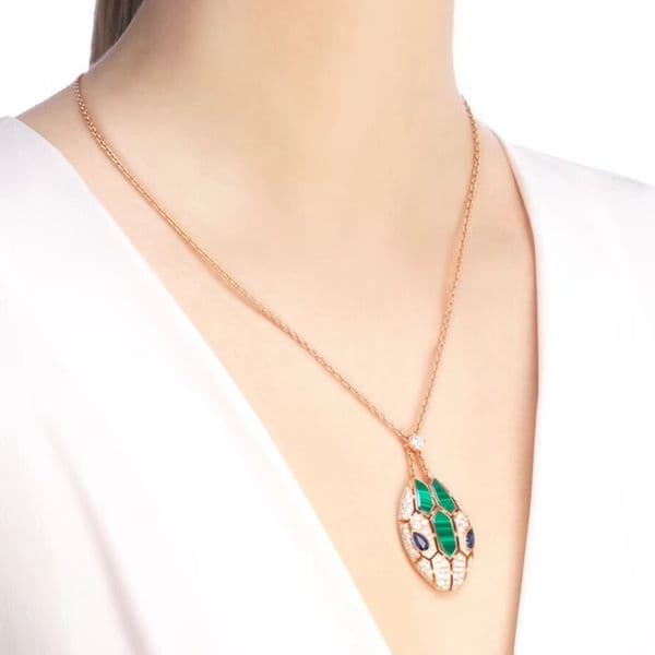 snake necklaces Set with zircon and natural gemstones 18K gold plated highest counter quality jewelry necklace luxury designer official reproductions