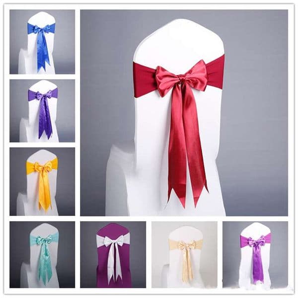 17 Colors Spandex Sashes Free Lace-up Elastic Cover Chair Band With Silk Bow For Event Party Wedding Decoration Supplies