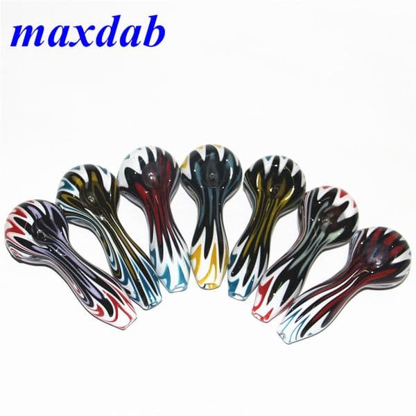 Tobacco Hand Heady Glass Pipes Spoon Bongs Oil Burners Nail Smoking Pipe Thick 8 Colors Choose 4.0inches