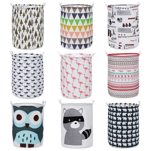 Foldable Laundry Basket Large Capacity Cotton Linen Clothes Laundry Basket Hamper Book Storage Organizer Bag Waterproof Durable 210316