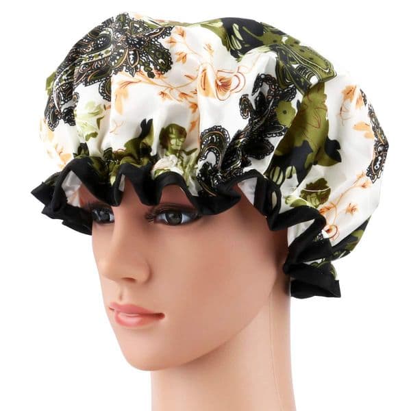 Fashion Shower Cap Waterproof Bath Hat Double Layer Women Supplies Printing Hair Cover Bathroom Accessories Shampoo Fume-Proof Caps Jy0643 B2
