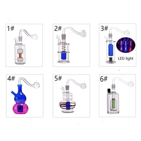 FACTORY LED Glass Oil Burner Bong Smoking Water Pipe MINI Beaker Bongs with big glass oil bowl and ALL SMOKING ACCESSORIES support mix order