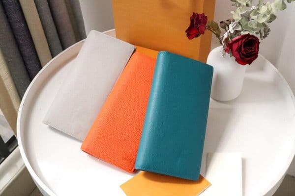 Luxury wallet Aerogram universal full leather purses designer card holder grain calf leather wallet paper note file coin long purse Square billfold