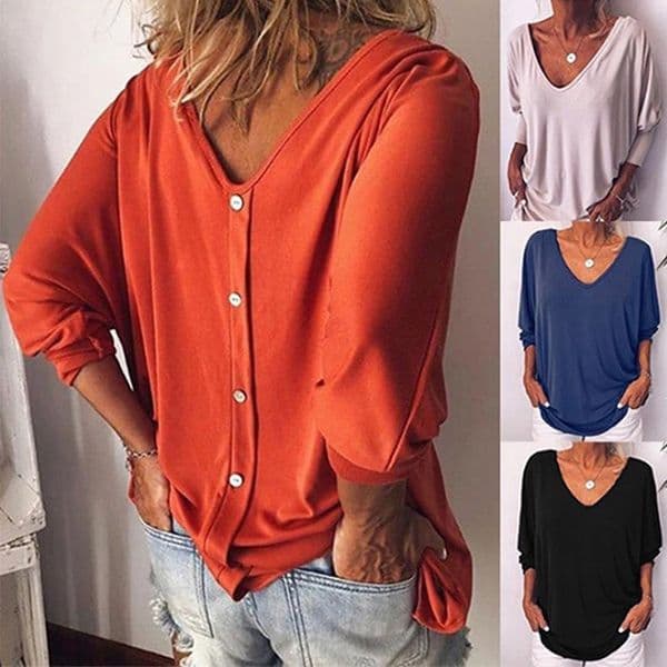Women T Shirt Long Sleeve Womens V Neck Button Tops Spring Autumn Tee tShirt Femme Korean T-Shirt Cotton New Plus Size Tshirt 210302