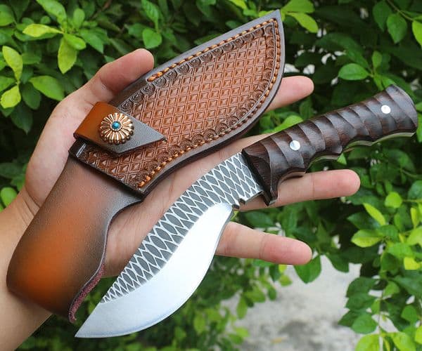 High Quality Fixed knife Blade Knife 9Cr18Mov Satin Blades Full Tang Red sandalwood Handle Survival Tactical Knives With Leather Sheath