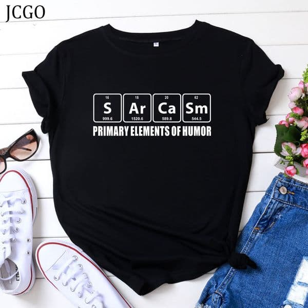 JCGO Summer Cotton Women T Shirt 4XL 5XL Plus Size Funny Letters Print Short Sleeve Tees Shirt Tops Casual O-Neck Female TShirt 210302