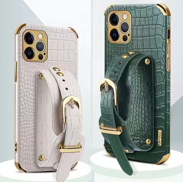 Luxury Business Leather Crocodile Texture Cover Phone Case holder Wallet cases Wristband bracket For iPhone 16 15 14 13 12 11 mini Pro Max Xs Xr 6 7 8 PLUS Z260520