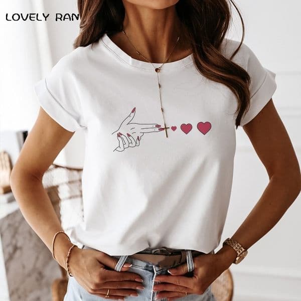 100% Cotton Short Sleeve Women's T-Shirt Letter Print Dramatic Casual Loose Simple Tshirt Female 2021 Summer Streetwear T shirts 210302