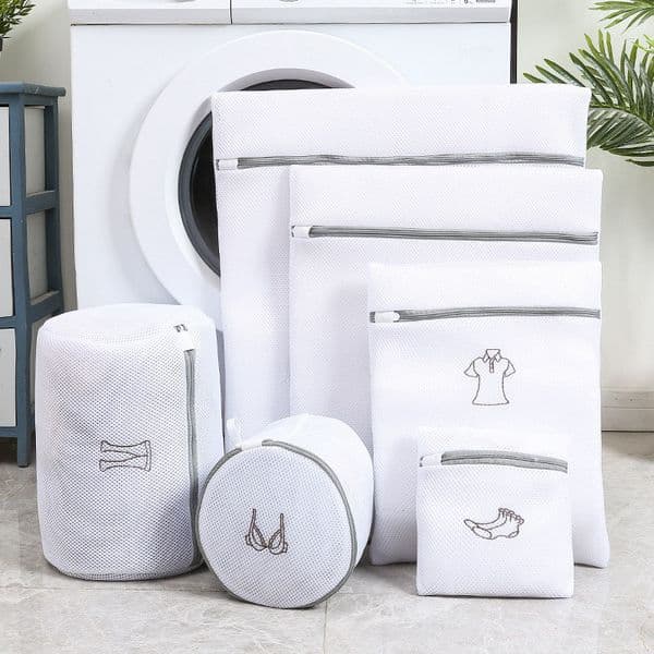 6Pcs/Set Laundry Bag Home Washing Machine Storage Mesh Bag Thickened Korean Embroidery Wash Bag Home Accessories Laundry Tools 210316