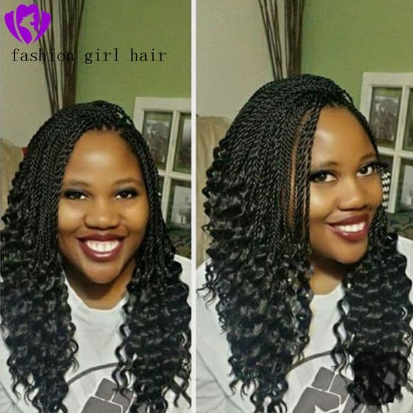 2020 New Short Braided Wigs for Women Cornrow Braids Lace Wigs Synthetic Lace Front Wig Baby Hair short twist Wig with curly tips