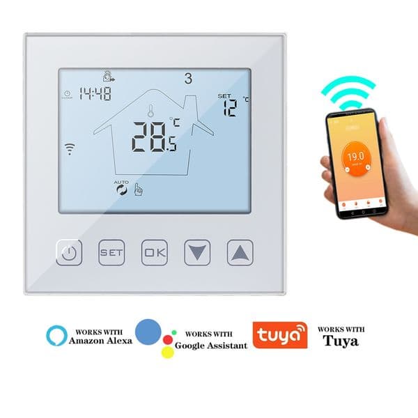 16A WiFi Smart Thermostat Temperature Controller Electric Floor Heating App Control Work with Amazon Echo Google Home