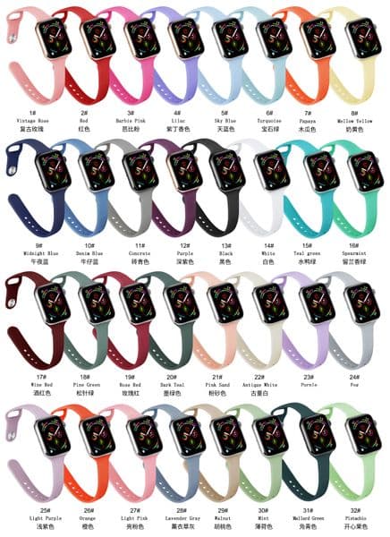 Silicone Watchband Replacement iWatch 5 4 3 2 1 Slim Wrist Strap For Smart Apple Watch
