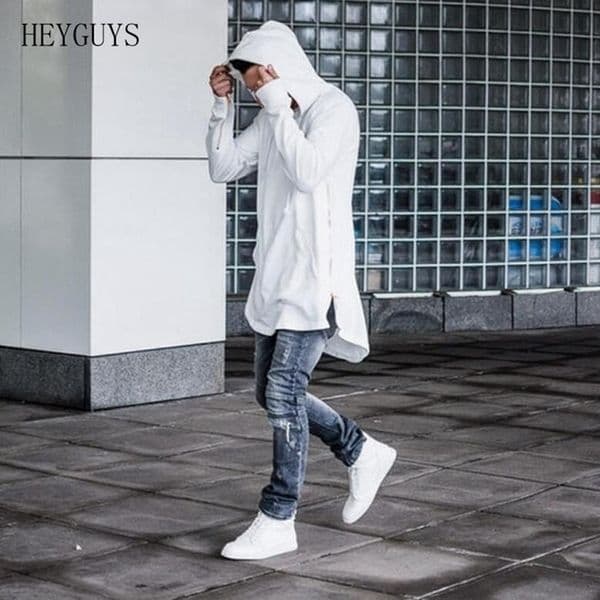 NAGRI Split zipper side sweatshirt hoodie autumn oversized men's and women's hoodie street pullover large size long section 201113