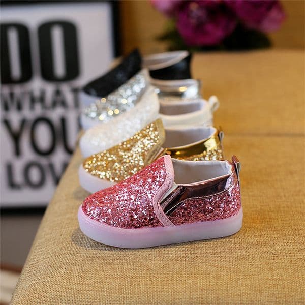 Baby Kids Sneakers New Children Slides Korean Sequin LED Bright Lights For Childrens Unisex Casual Shoes Fashion Footwear Y260202
