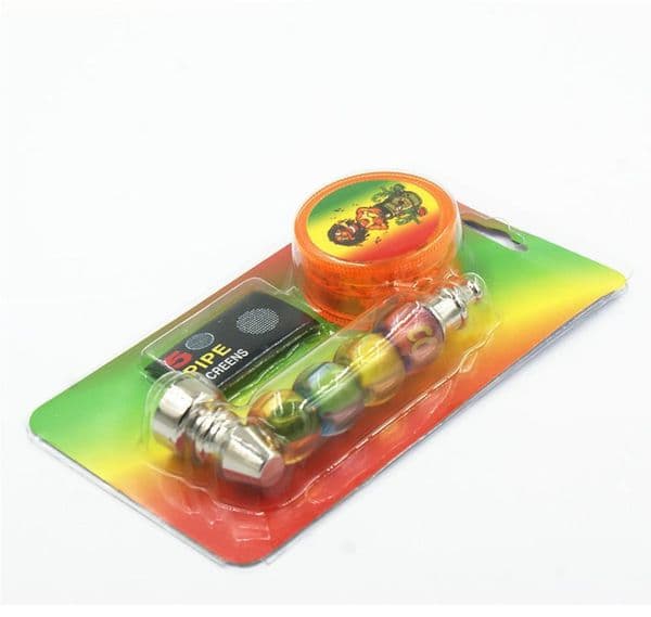 2021 1PC Pipe+1PC Tobacco+1PC Mesh Pocket Pipe Smoking Herb/weeds/ Pipe Tobacco Pipe With Grinder Mesh Filter card packaging good quantity