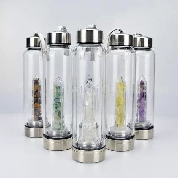 2022 New Natural Quartz Gem Glass Water Bottle Direct Drinking Glass Crystal Cup 8 Styles DHL Fast FY4948 EE