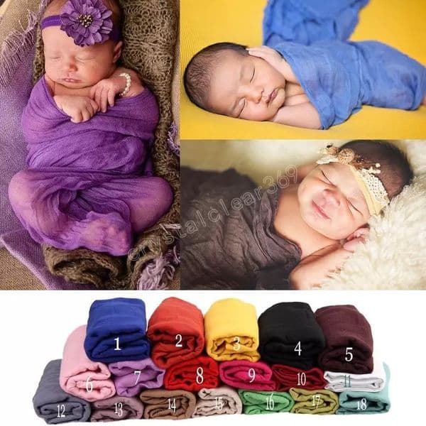 Newborn Swaddling Baby Cotton Muslin Blankets infant wrapped towel photography props 18 colors 70*170cm