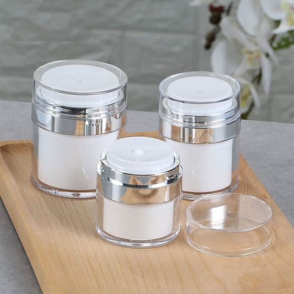 Wholesale 15 30 50 G ML Bottles Pearl White Acrylic 0.5Oz Airless Round Vacuum Lotion Cream Jar Cosmetic Press Plastic Refillable Air Pump Makeup Container For B2