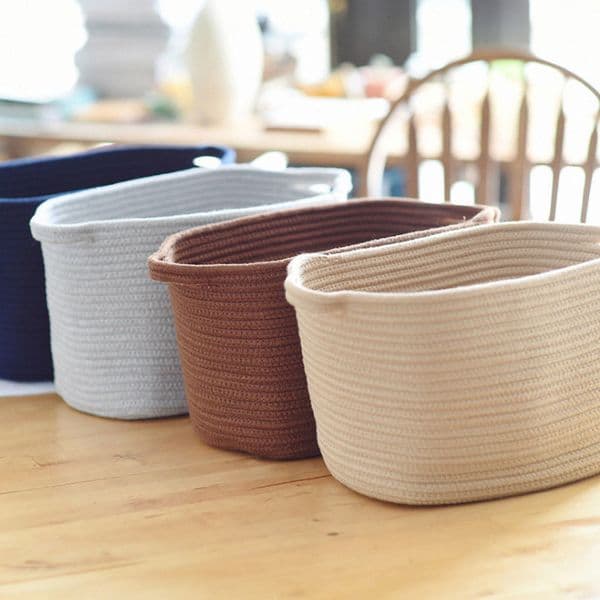Cotton Thread Laundry Baskets Nordic Style Cotton Woven Storage Basket for Laundry Sundries Toy Organizer 210316