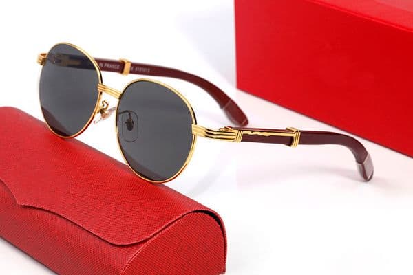 Round Designer Sunglasses for Women Fashion Mens Sunglass UV400 Protection Oval Sport Vintage Oversized Full Frame Wooden Eyeglasses Man Retro Eyewear With Box
