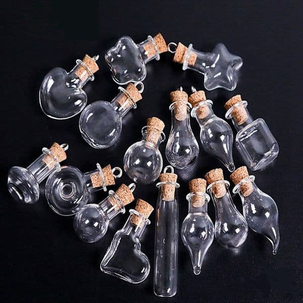 Lovely Small Glass Bottle Tiny Clear Empty Glass Wishing Message Vial With Cork Stopper 25mm Mini Container