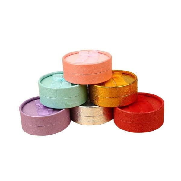 24Pcs Round Paper Jewerly Display Castes Ring Earring Pendant Necklace Ribbon Set Storage Organizer Package Gift Box 8*3.5cm